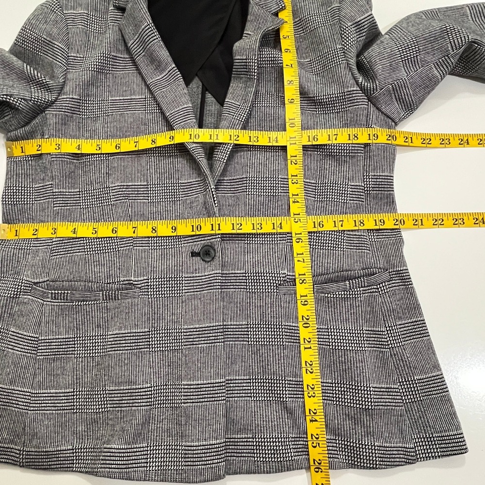Old Navy Blazer Womens L Black White Glen Plaid Single Button Academia Office - Picture 4 of 13